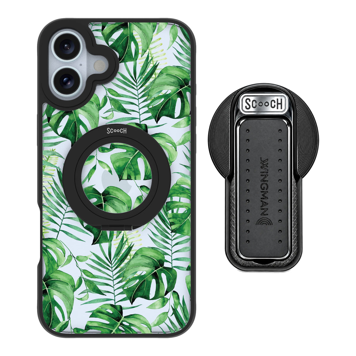 Scooch HaloCase Monstera for iPhone 16 Plus with MagSafe Wingback - Black