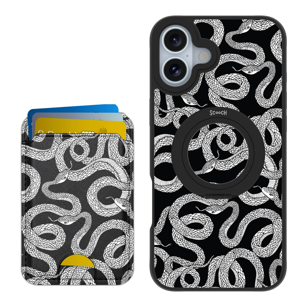Scooch HaloCase Snakes for iPhone 16 Plus with Matching MagWallet
