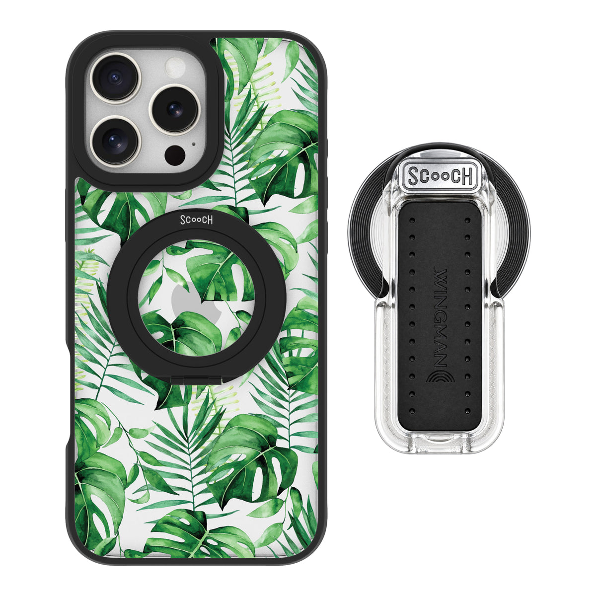 Scooch HaloCase Monstera for iPhone 16 Pro Max with MagSafe Wingback - Clear