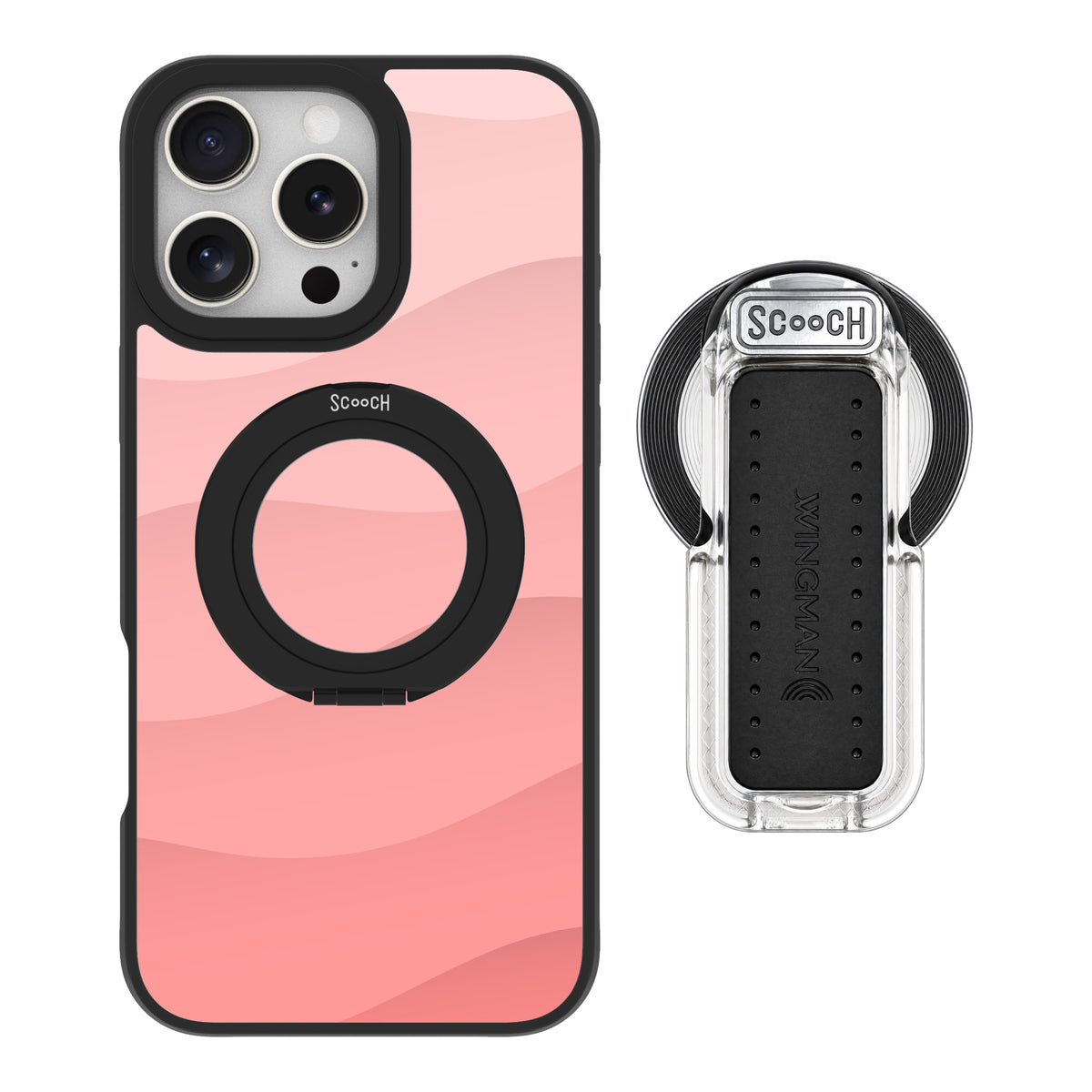 Scooch HaloCase Pink Waves for iPhone 16 Pro Max with MagSafe Wingback - Clear