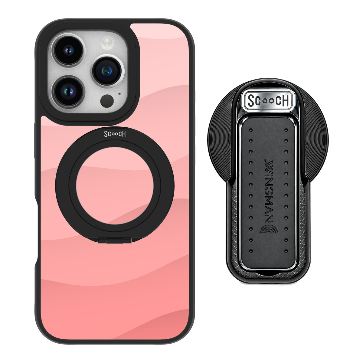 Scooch HaloCase Pink Waves for iPhone 16 Pro with MagSafe Wingback - Black
