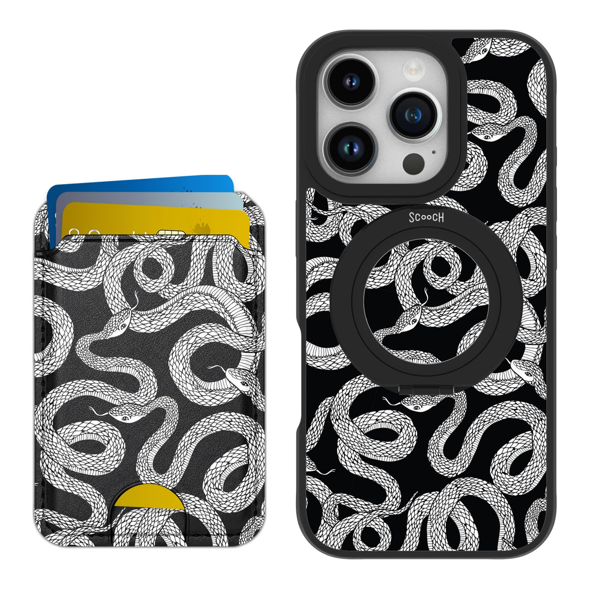 Scooch HaloCase Snakes for iPhone 16 Pro with Matching MagWallet
