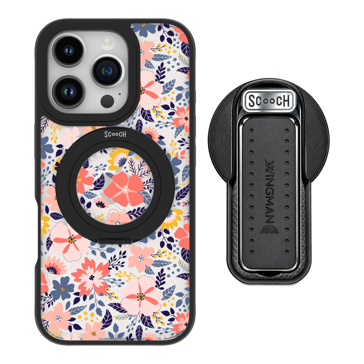 Scooch HaloCase Wildflowers for iPhone 16 Pro with MagSafe Wingback - Black