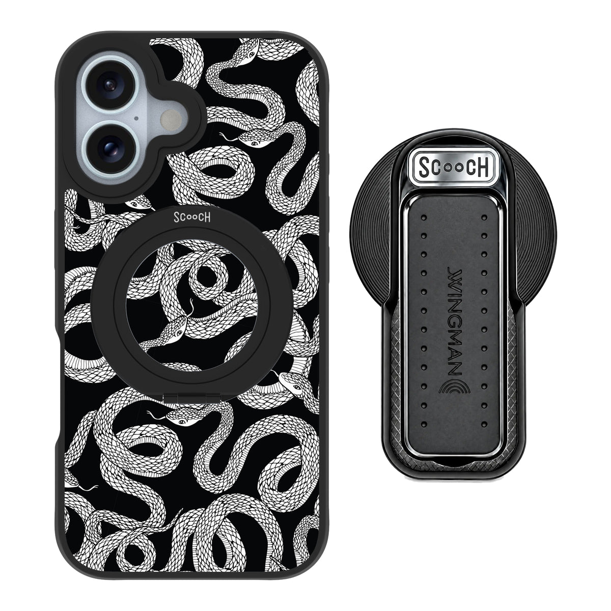 Scooch HaloCase Snakes for iPhone 16 with MagSafe Wingback - Black