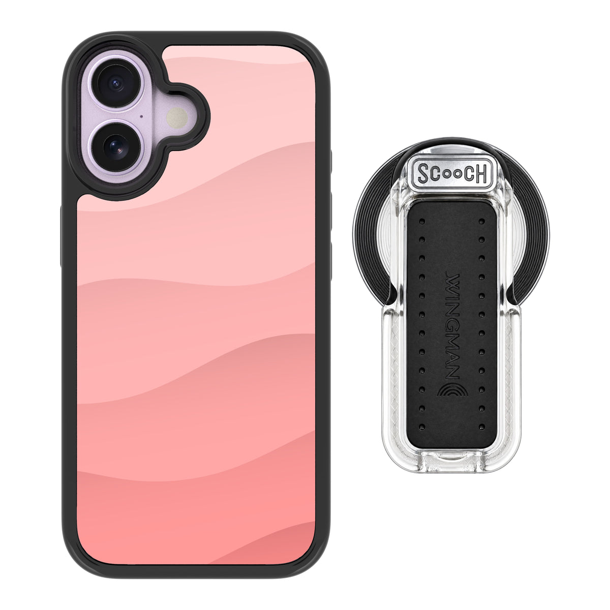 Scooch MagCase Pink Waves for iPhone 17 with MagSafe Wingback - Clear