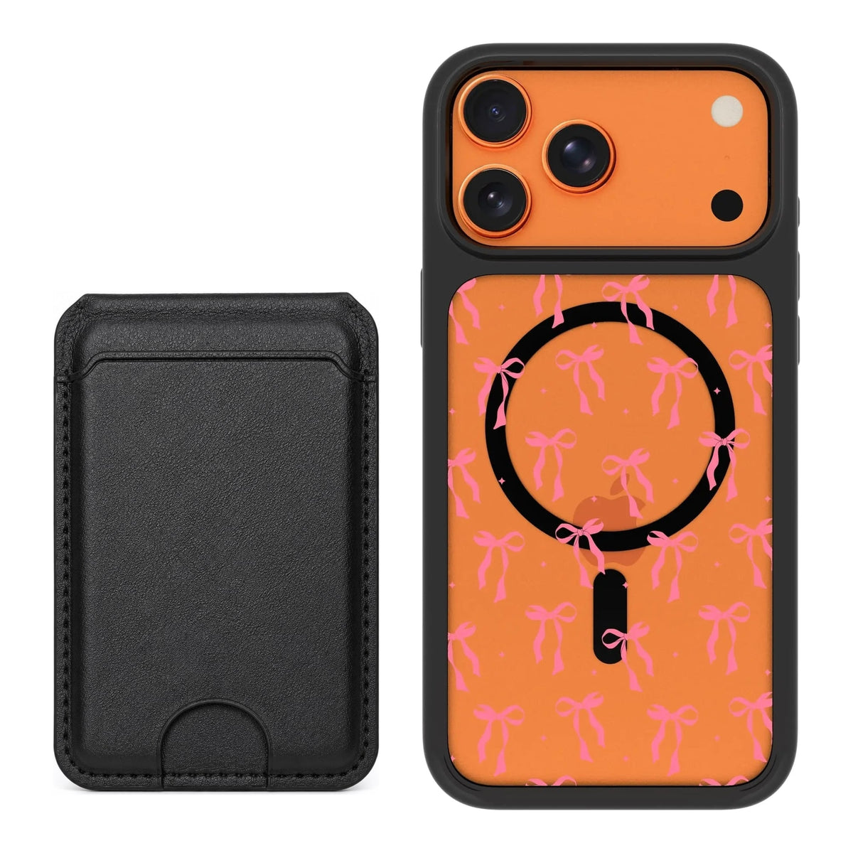 Scooch MagCase Pink Bows for iPhone 17 Pro Max with Black MagWallet