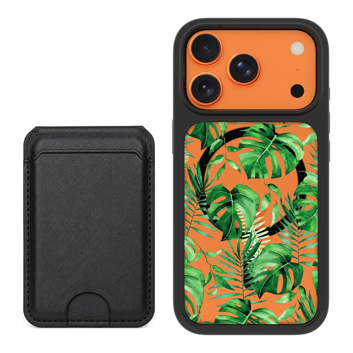 Scooch MagCase Monstera for iPhone 17 Pro with Black MagWallet