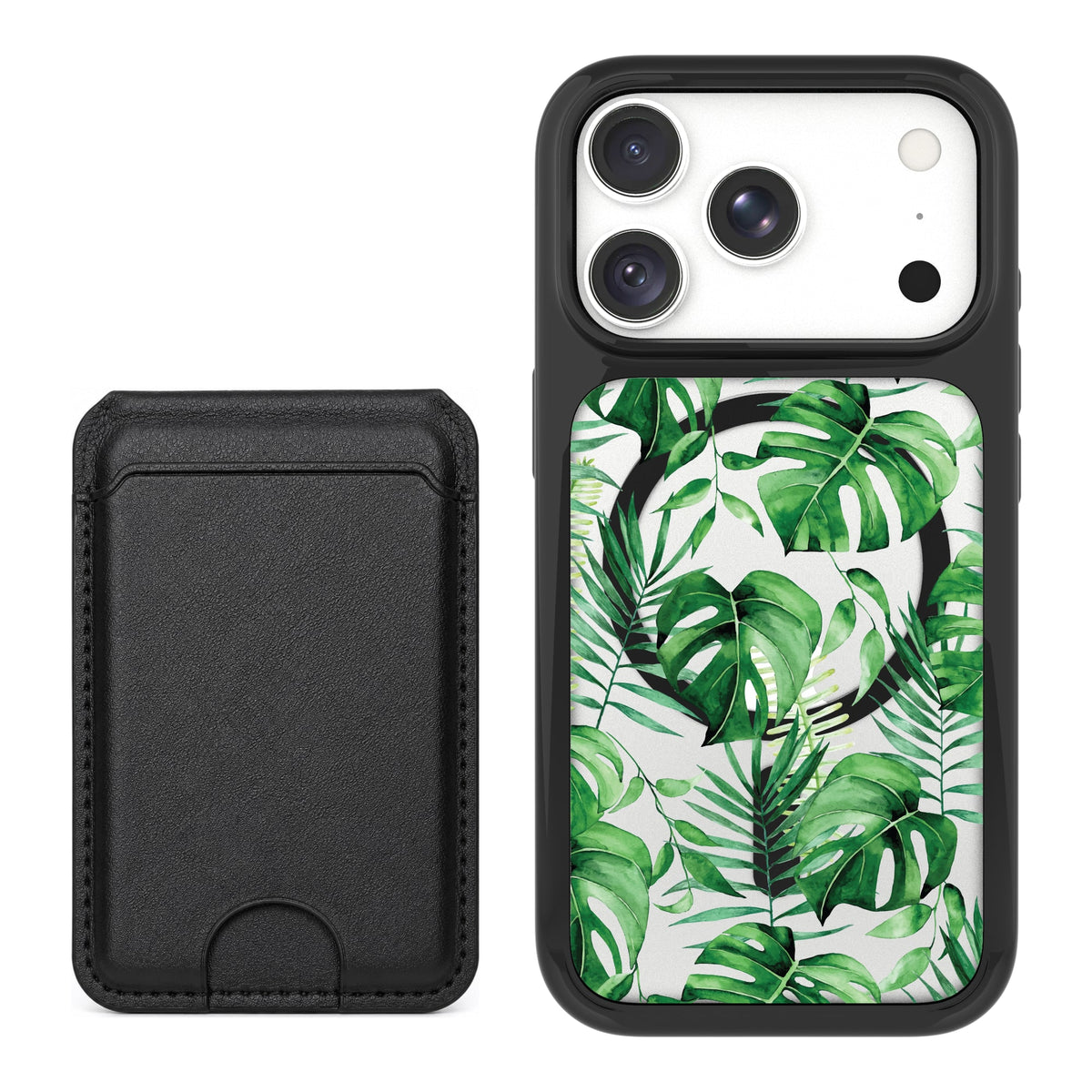 Scooch MagCase Monstera for iPhone 18 Pro with Black MagWallet