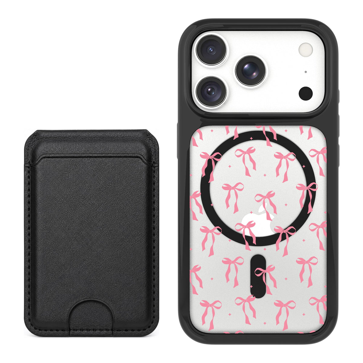 Scooch MagCase Pink Bows for iPhone 18 Pro with Black MagWallet
