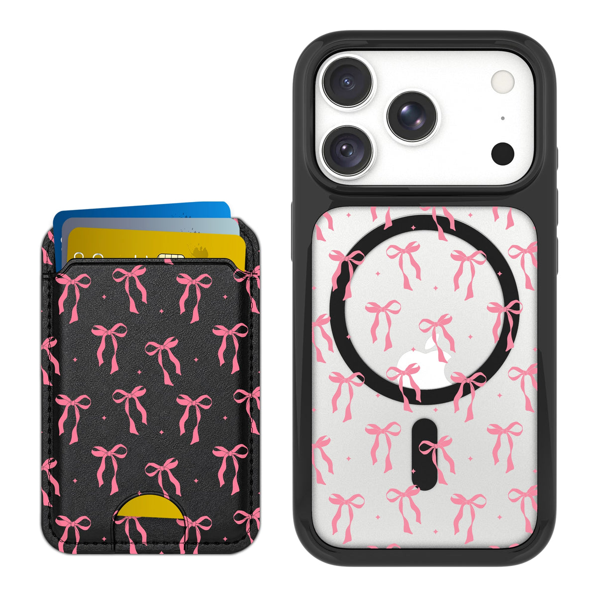 Scooch MagCase Pink Bows for iPhone 18 Pro with Matching MagWallet