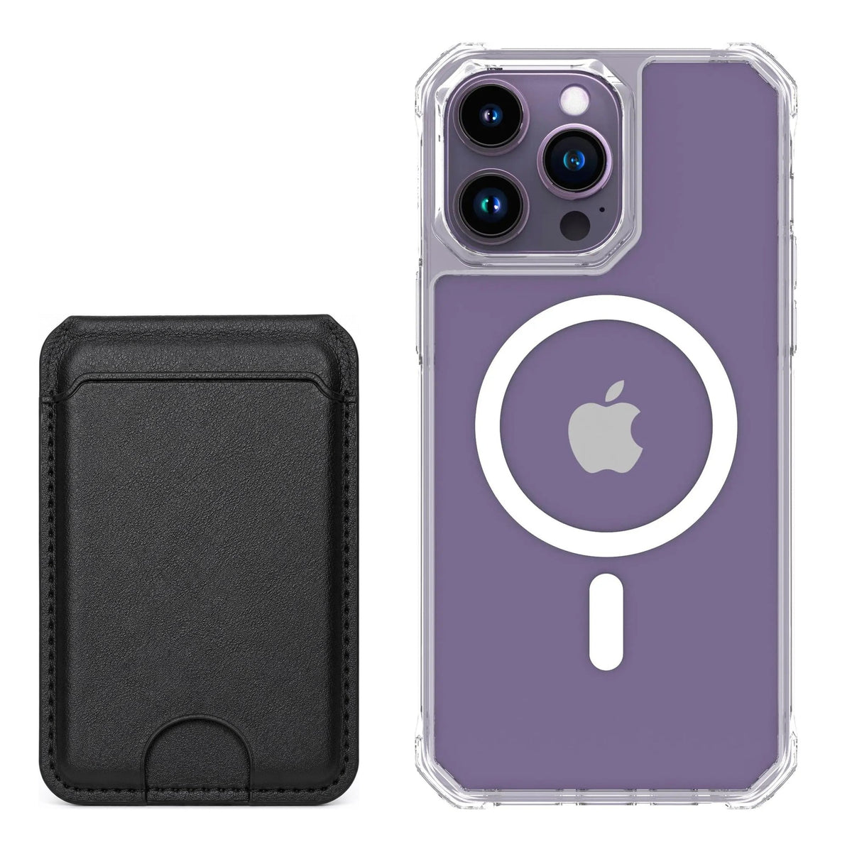 magcase-clear iPhone 14 Pro Max Matching MagWallet Bundle with MagWallet 3.0 Black