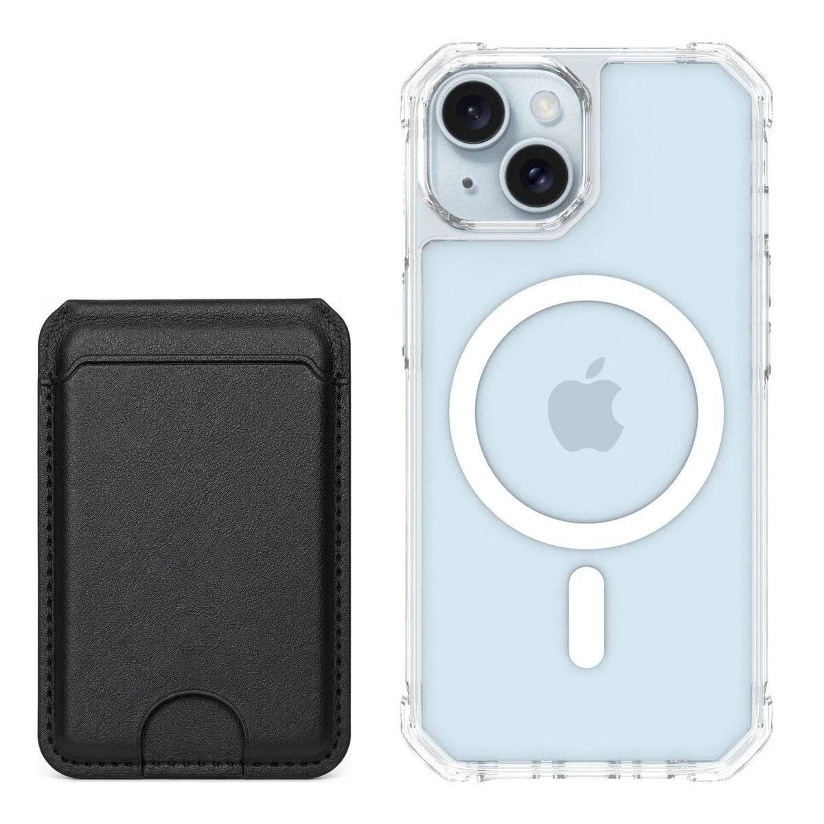 magcase-clear iPhone 15 Matching MagWallet Bundle with MagWallet 3.0 Black