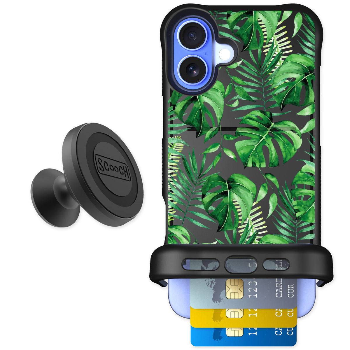 Scooch Wingmate Monstera for iPhone 16 Plus — Starter Bundle