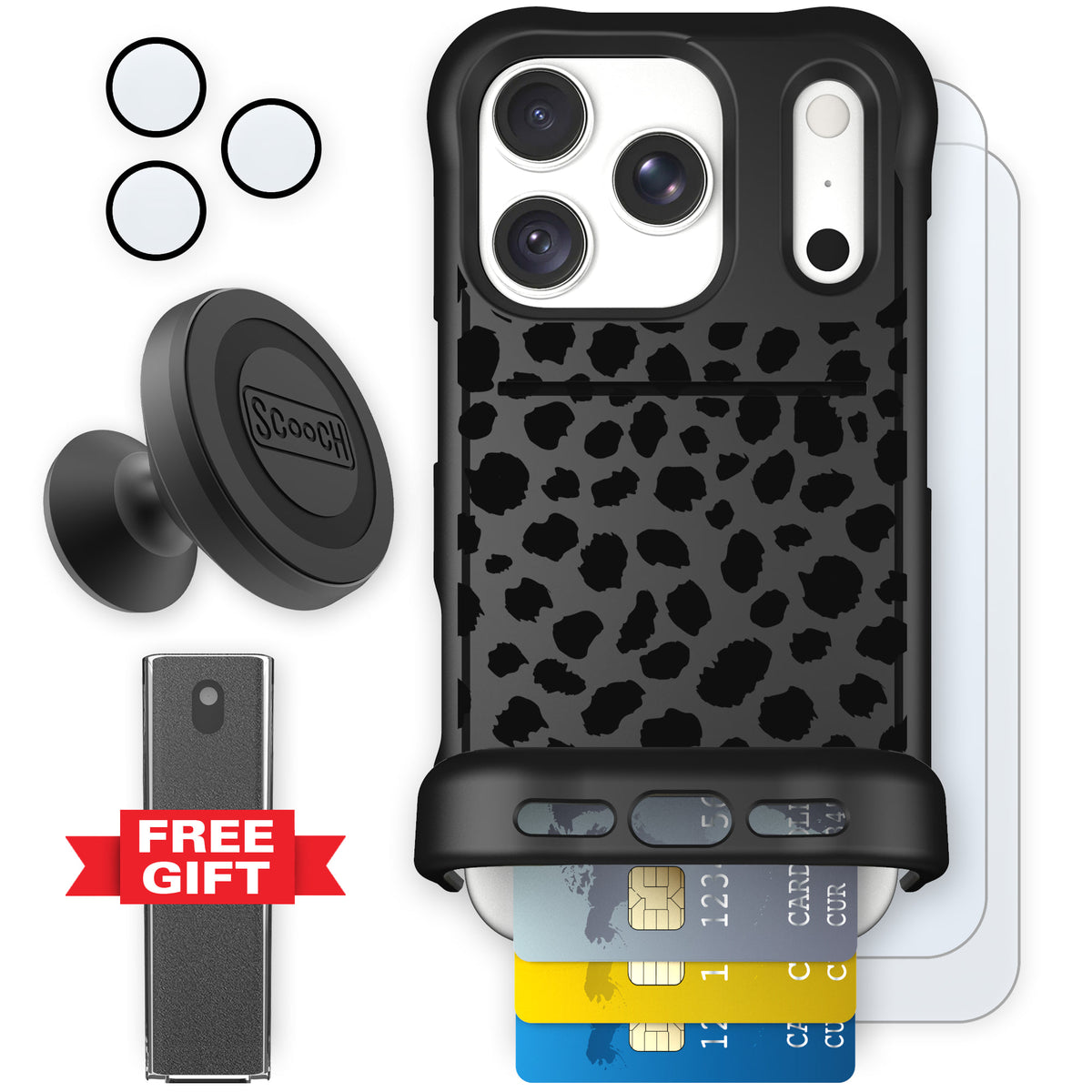 Wingmate Black Leopard for iPhone 18 Pro — Defender Bundle