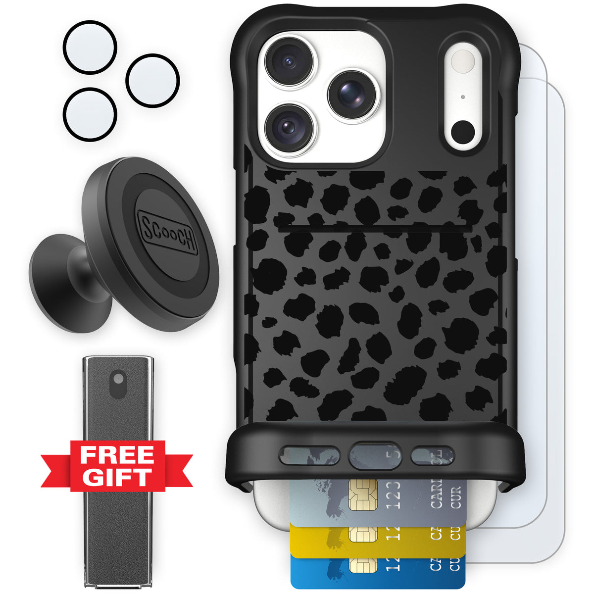 Wingmate Black Leopard for iPhone 18 Pro Max — Defender Bundle