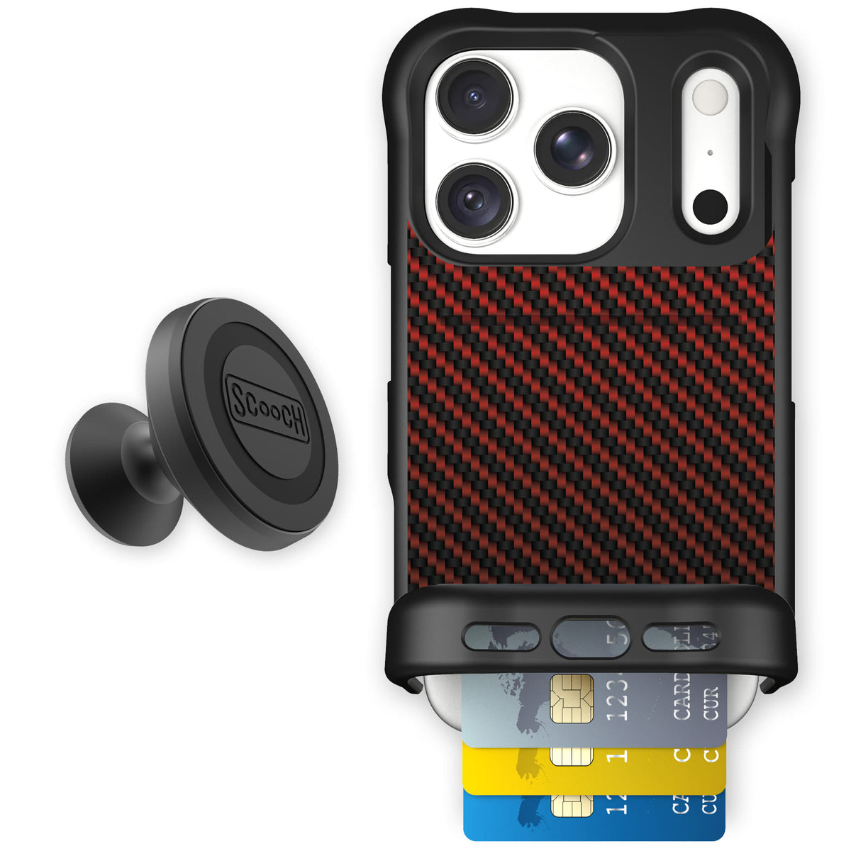 Wingmate Red Carbon Fiber for iPhone 18 Pro — Starter Bundle