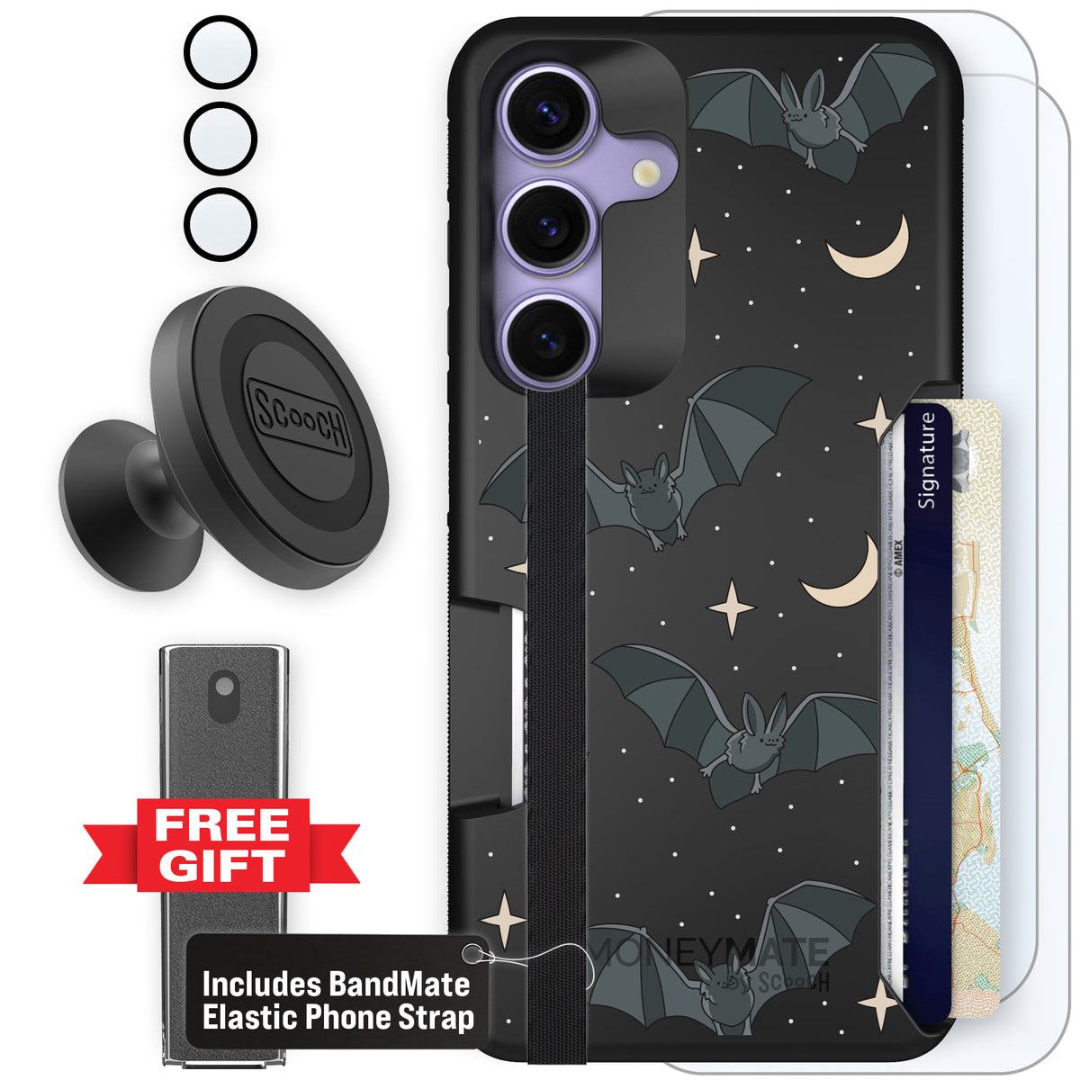 Scooch Moneymate Batty Skies defender bundle featuring the original Batty Skies print