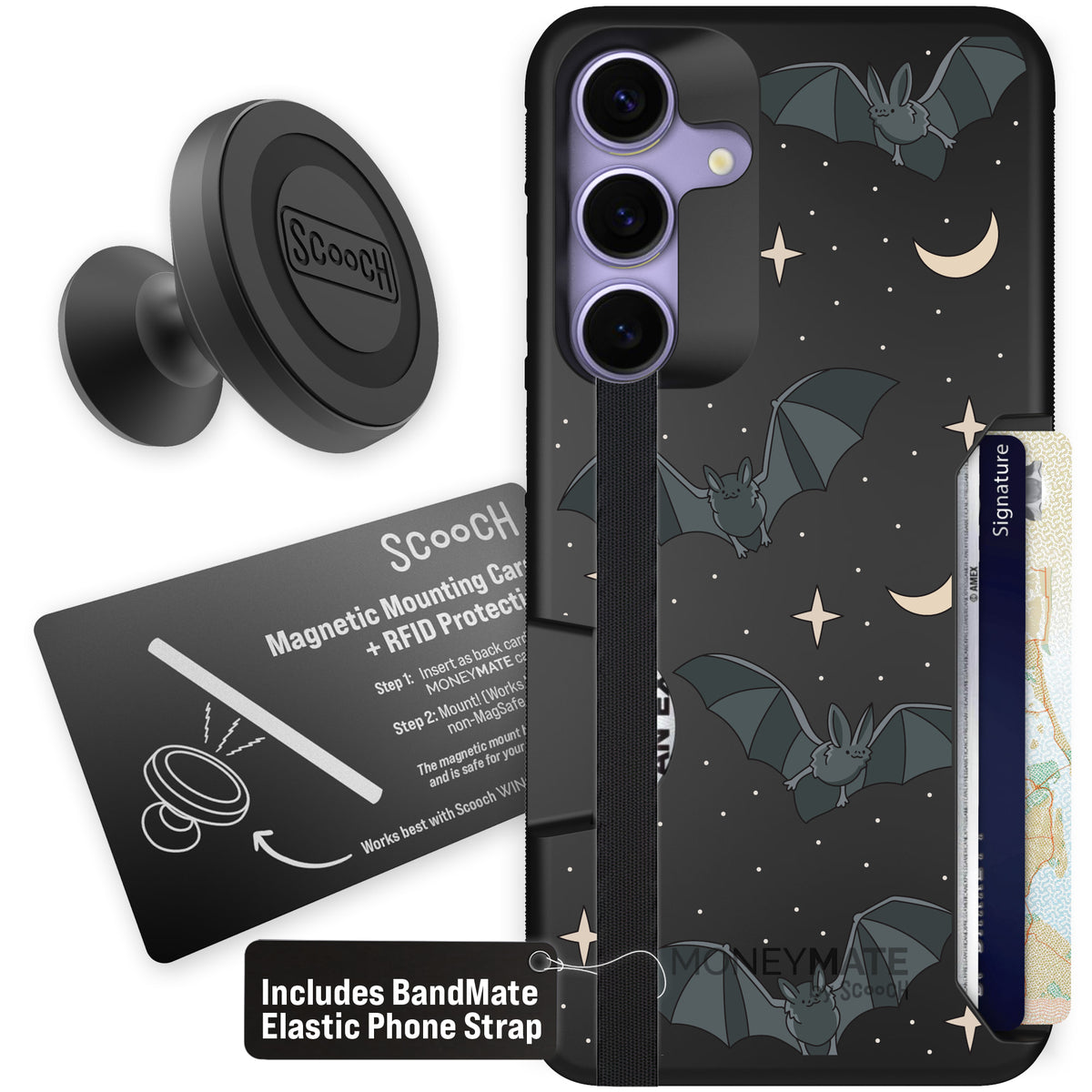 Scooch Moneymate Batty Skies starter bundle featuring the original Batty Skies print
