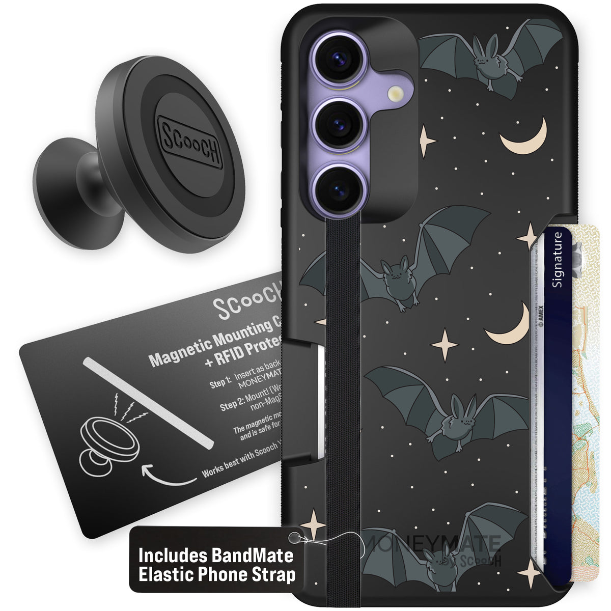 Scooch Moneymate Batty Skies starter bundle featuring the original Batty Skies print