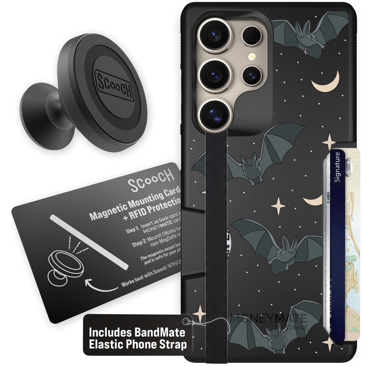 Scooch Moneymate Batty Skies starter bundle featuring the original Batty Skies print