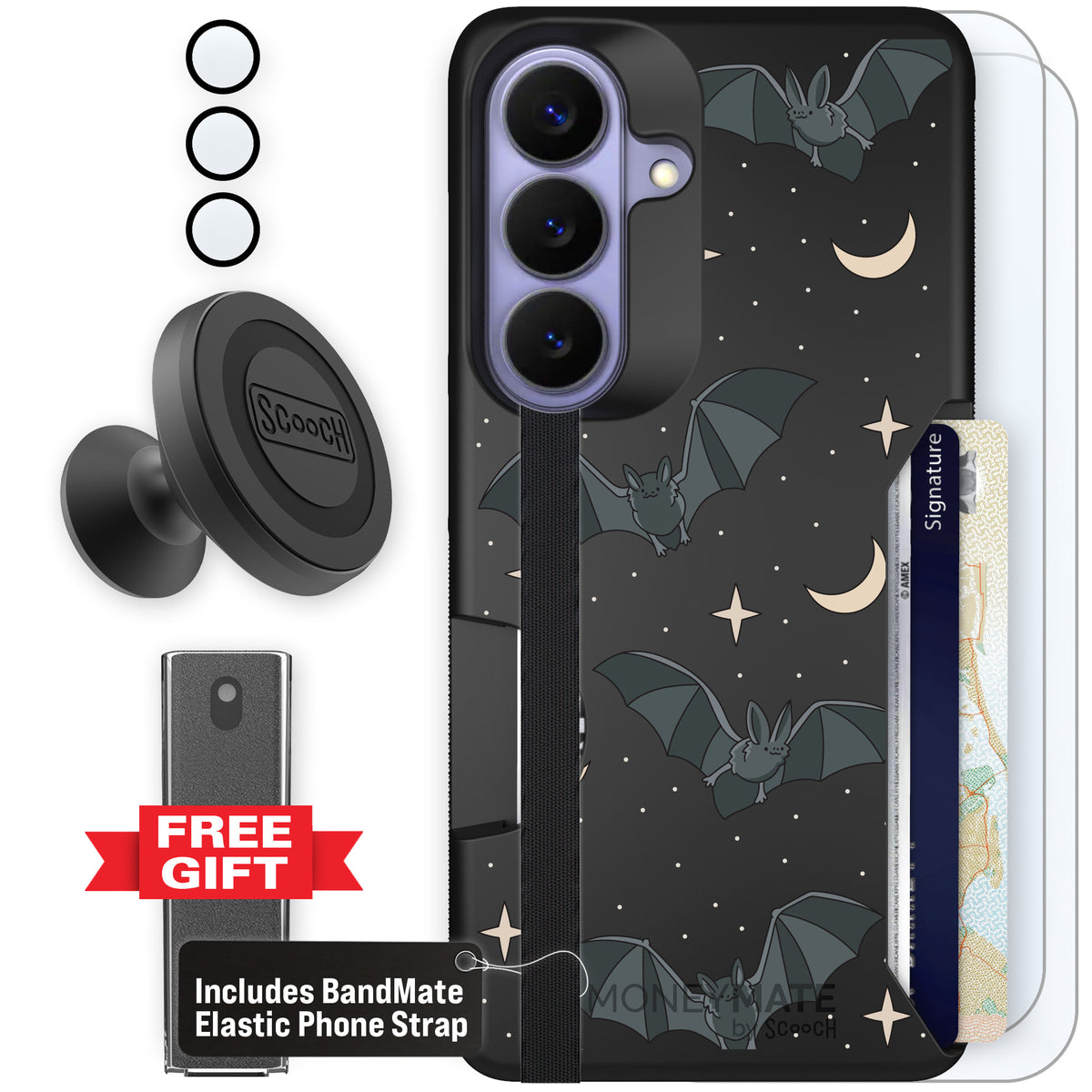 Scooch Moneymate Batty Skies defender bundle featuring the original Batty Skies print