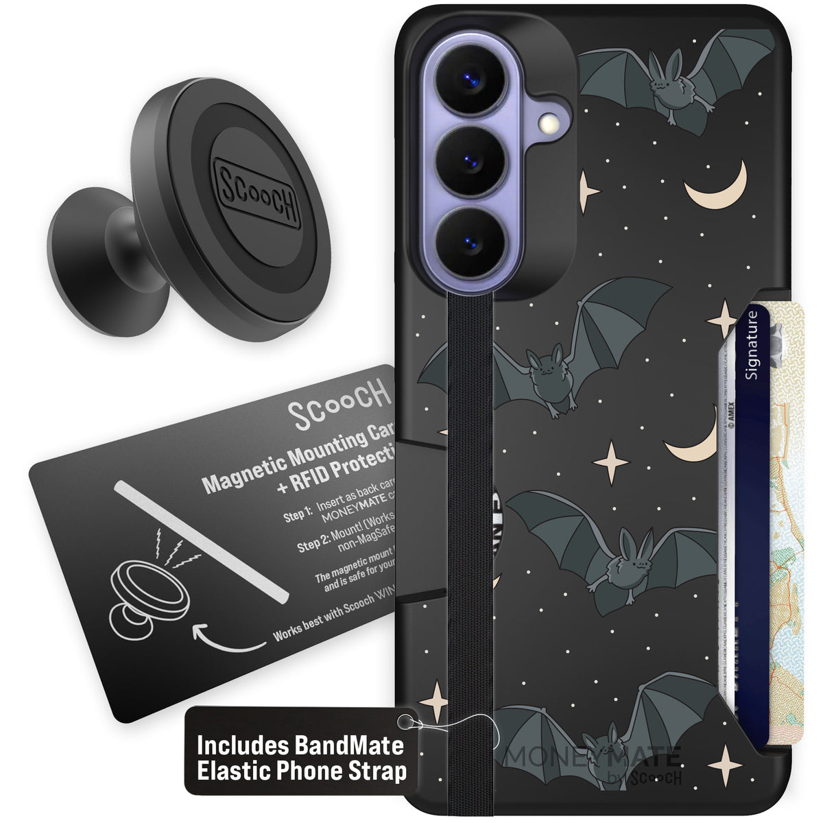 Scooch Moneymate Batty Skies starter bundle featuring the original Batty Skies print