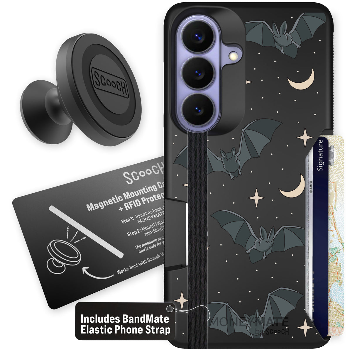 Scooch Moneymate Batty Skies starter bundle featuring the original Batty Skies print