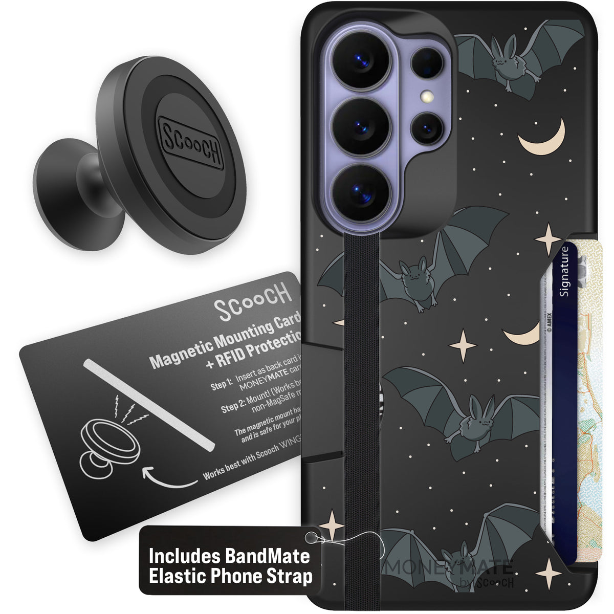 Scooch Moneymate Batty Skies starter bundle featuring the original Batty Skies print