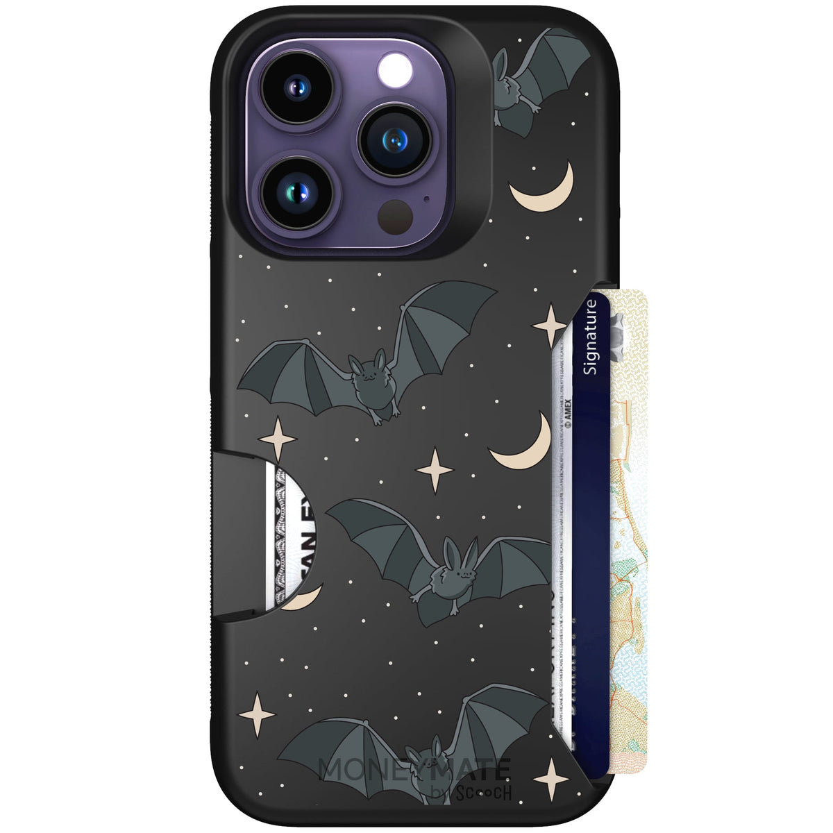 Scooch Moneymate Batty Skies case featuring the original Batty Skies print
