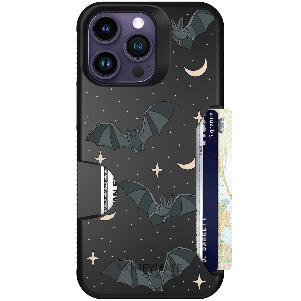 Scooch Moneymate Batty Skies case featuring the original Batty Skies print