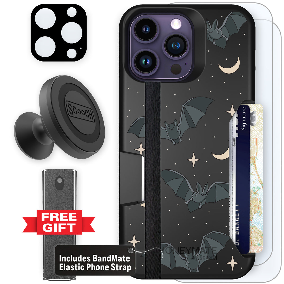 Scooch Moneymate Batty Skies defender bundle featuring the original Batty Skies print