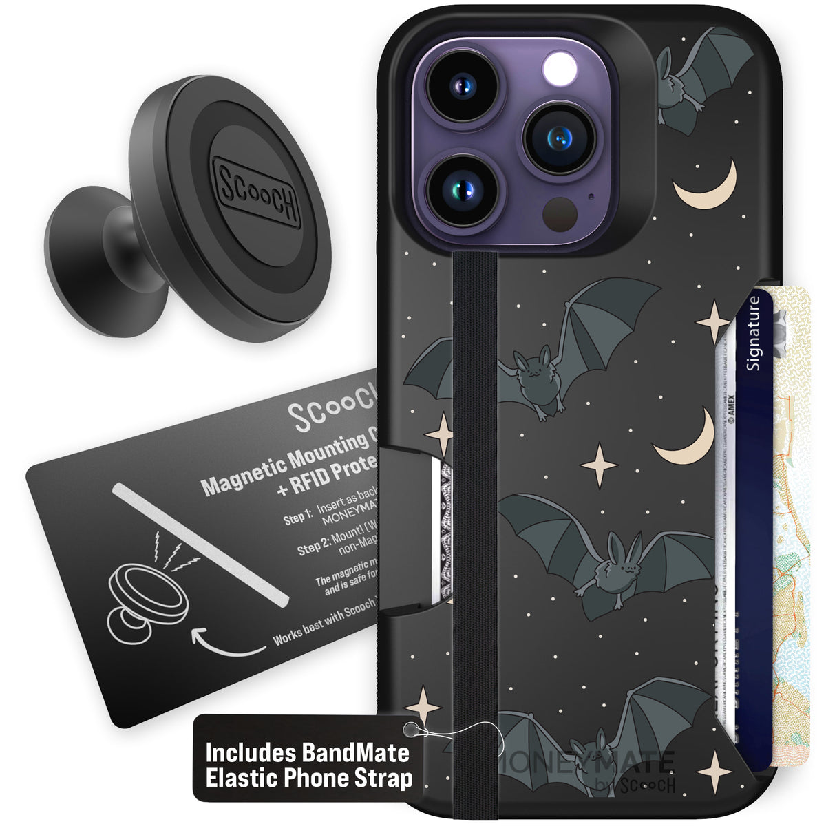 Scooch Moneymate Batty Skies starter bundle featuring the original Batty Skies print