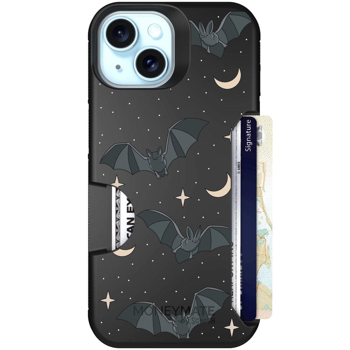 Scooch Moneymate Batty Skies case featuring the original Batty Skies print