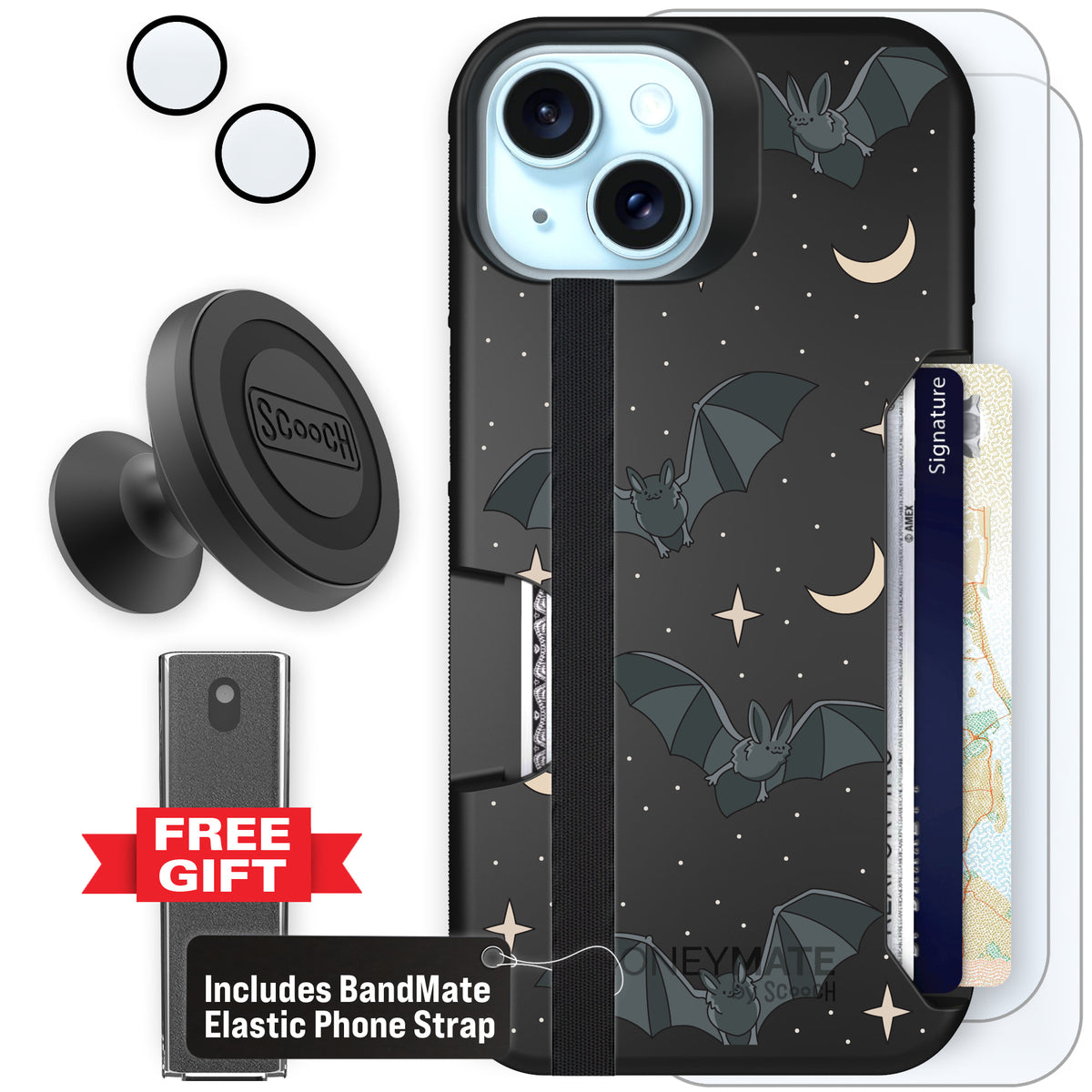 Scooch Moneymate Batty Skies defender bundle featuring the original Batty Skies print
