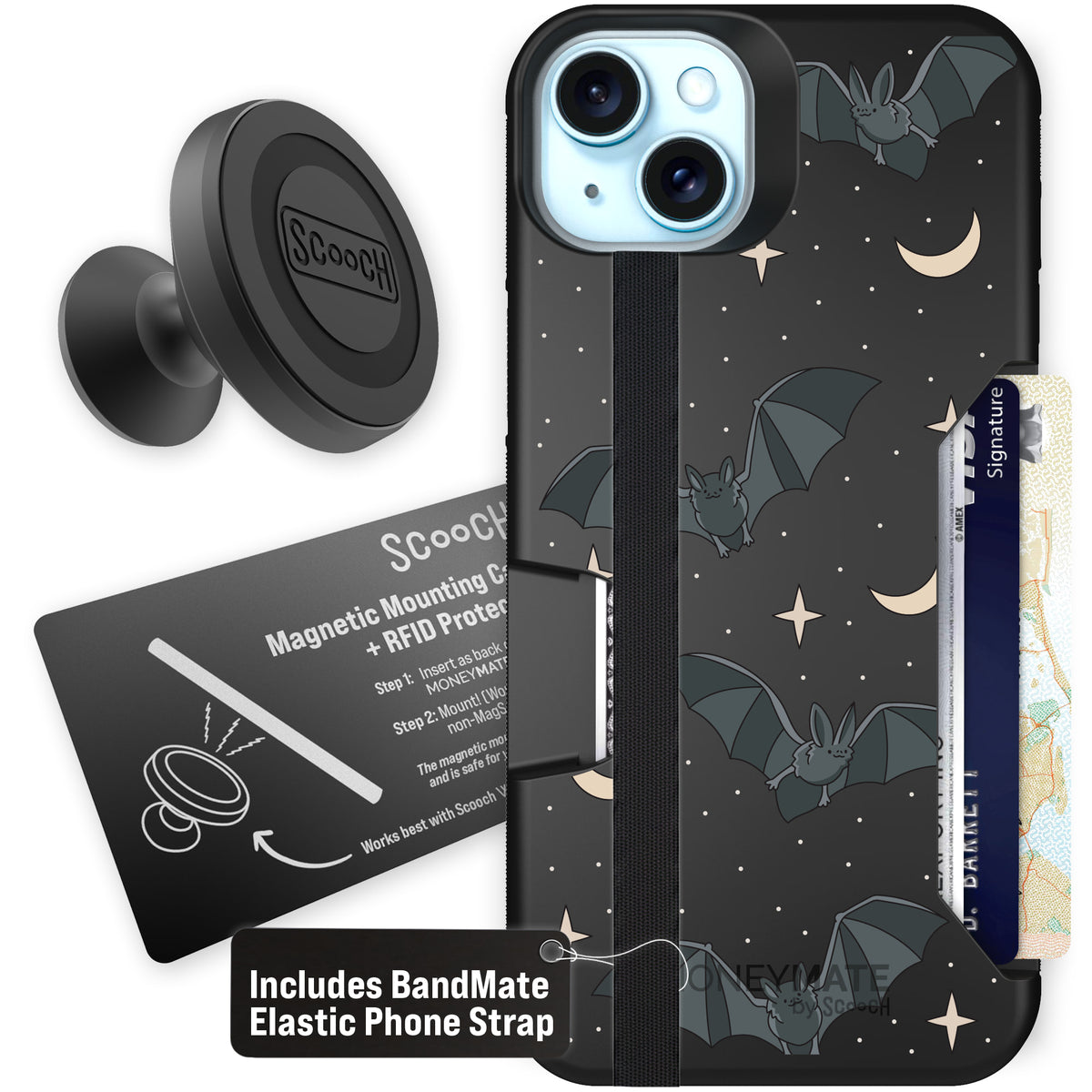 Scooch Moneymate Batty Skies starter bundle featuring the original Batty Skies print