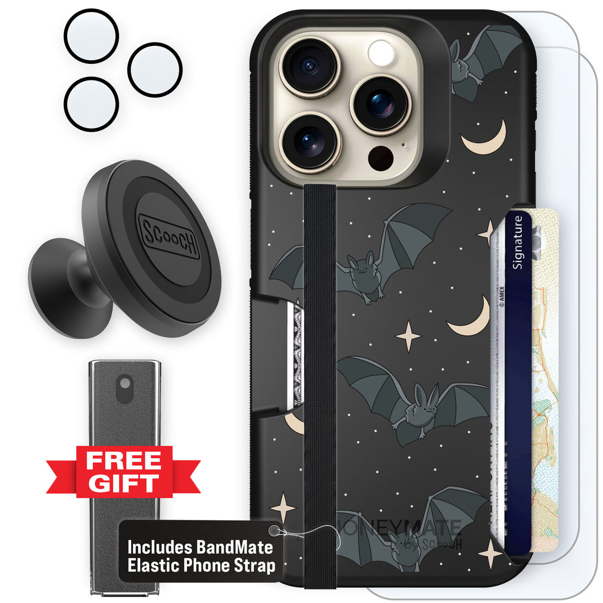 Scooch Moneymate Batty Skies defender bundle featuring the original Batty Skies print