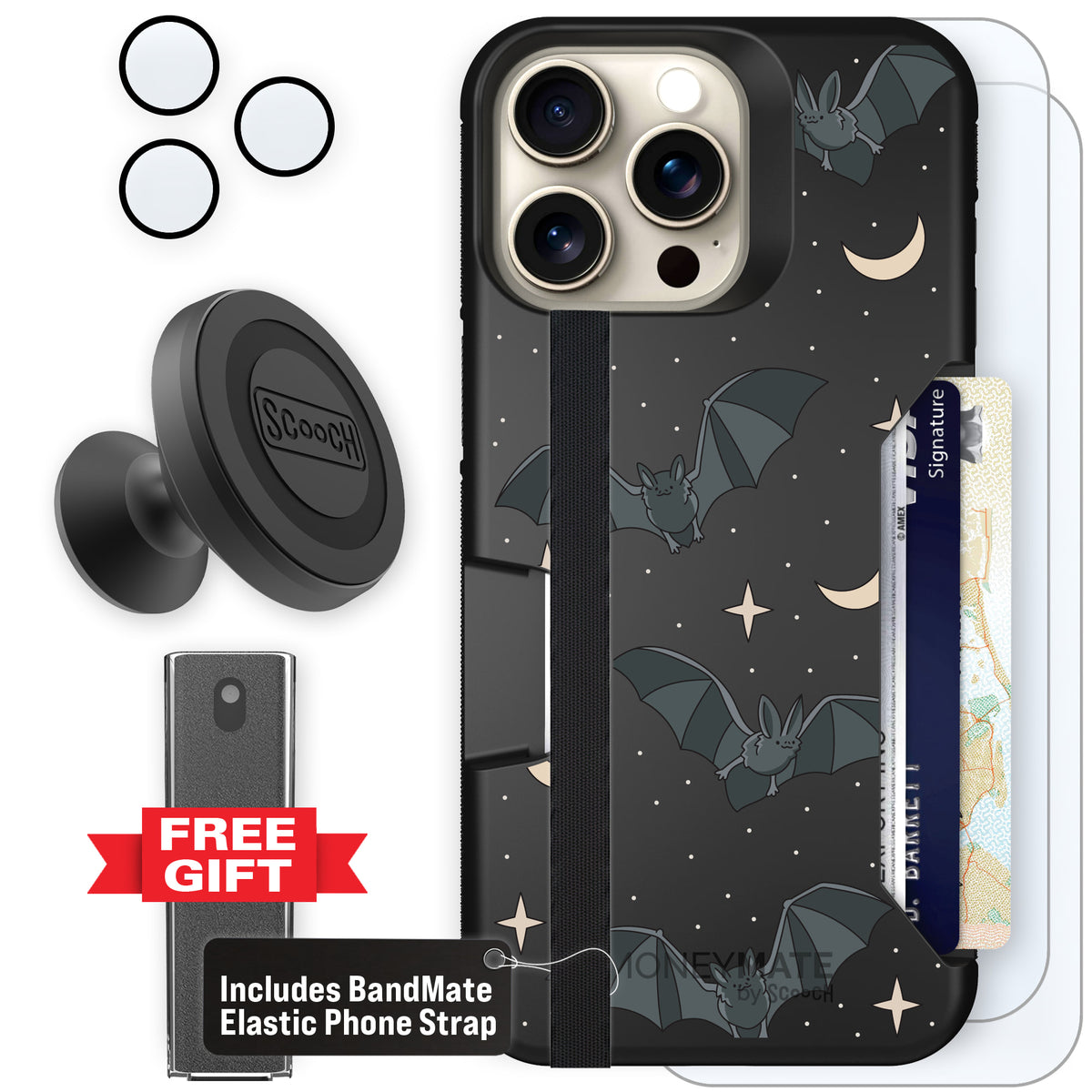 Scooch Moneymate Batty Skies defender bundle featuring the original Batty Skies print