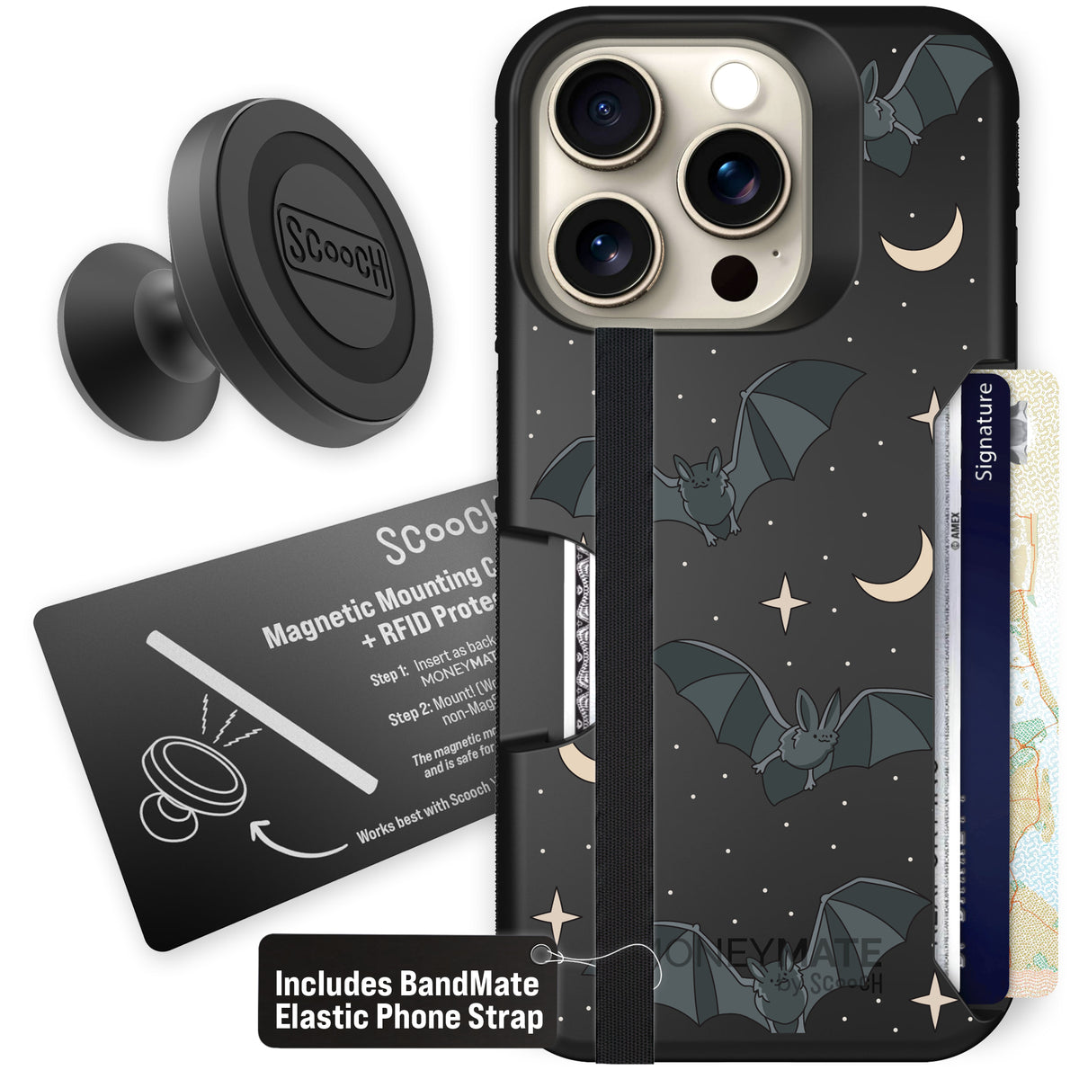 Scooch Moneymate Batty Skies starter bundle featuring the original Batty Skies print