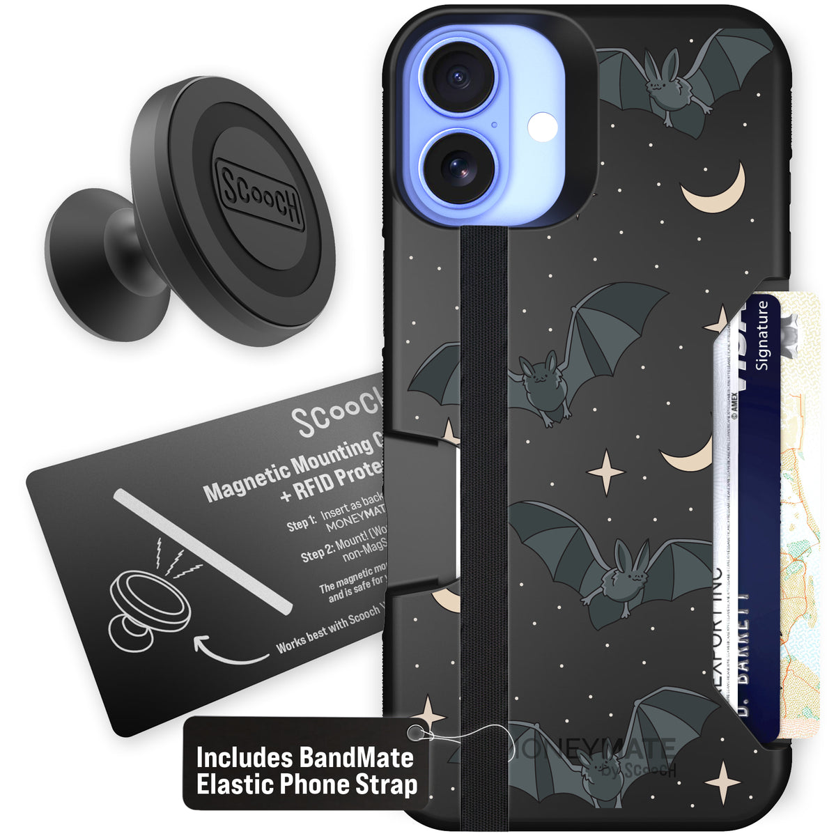 Scooch Moneymate Batty Skies starter bundle featuring the original Batty Skies print