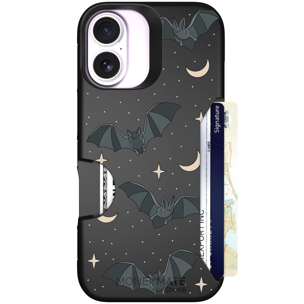 Scooch Moneymate Batty Skies case featuring the original Batty Skies print