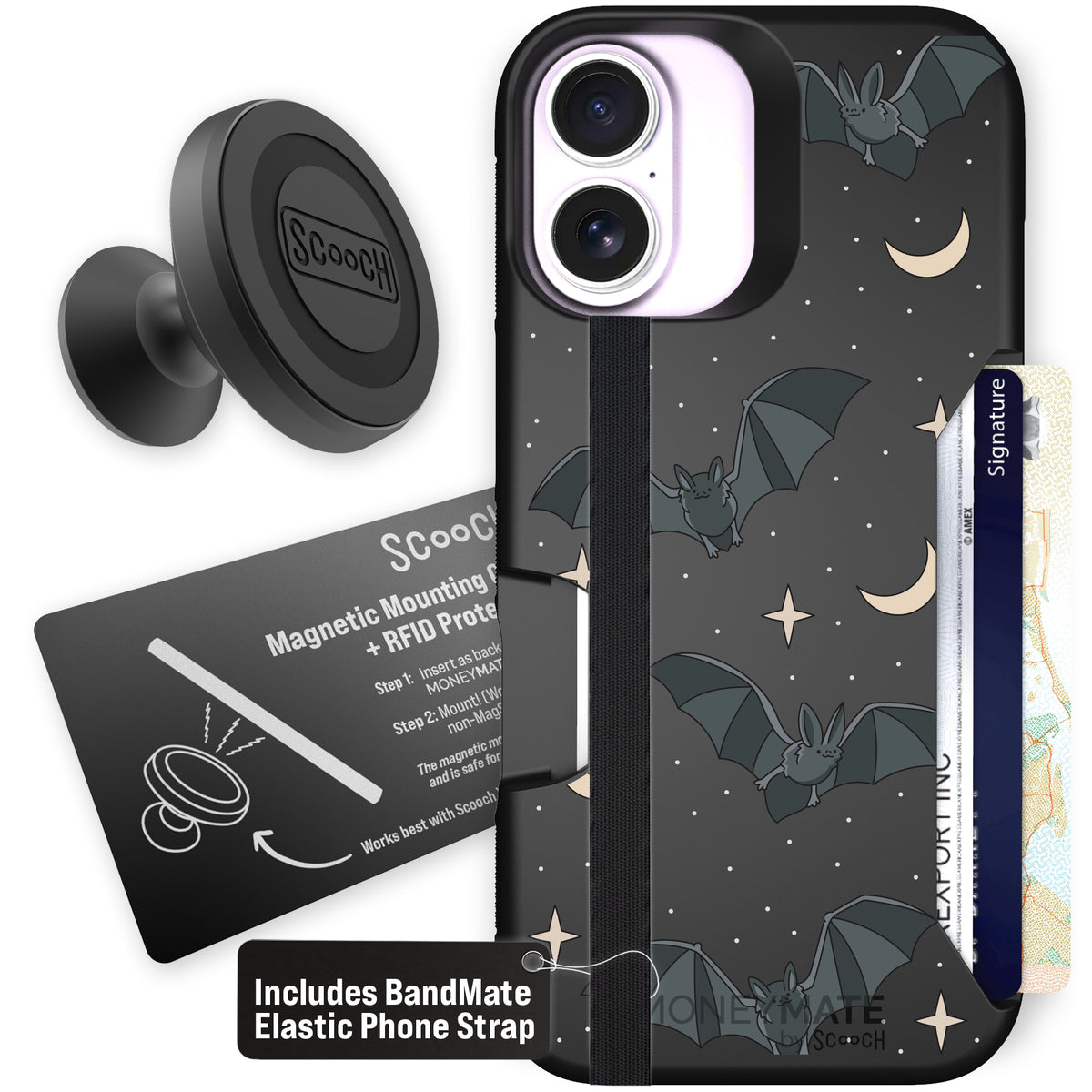 Scooch Moneymate Batty Skies starter bundle featuring the original Batty Skies print