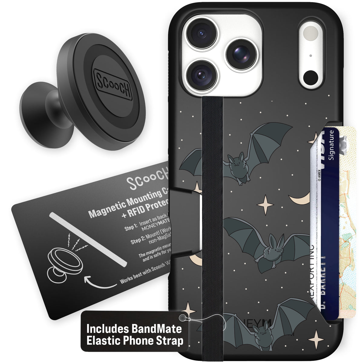 Scooch Moneymate Batty Skies starter bundle featuring the original Batty Skies print