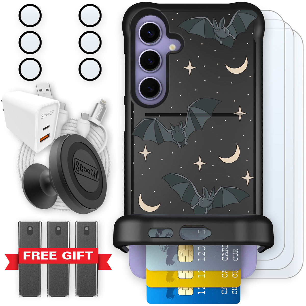 Scooch Wingmate Batty Skies ultimate bundle featuring the original Batty Skies print
