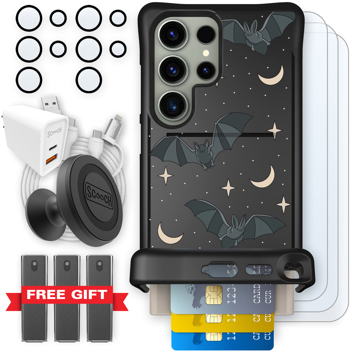 Scooch Wingmate Batty Skies ultimate bundle featuring the original Batty Skies print