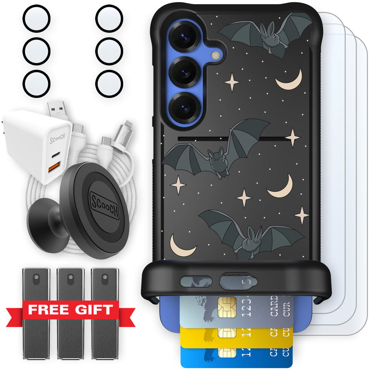 Scooch Wingmate Batty Skies ultimate bundle featuring the original Batty Skies print