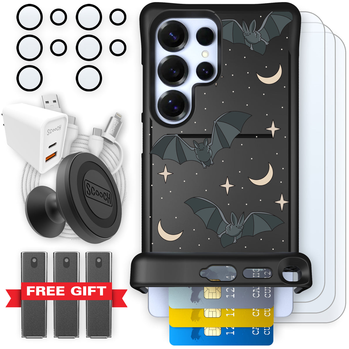 Scooch Wingmate Batty Skies ultimate bundle featuring the original Batty Skies print