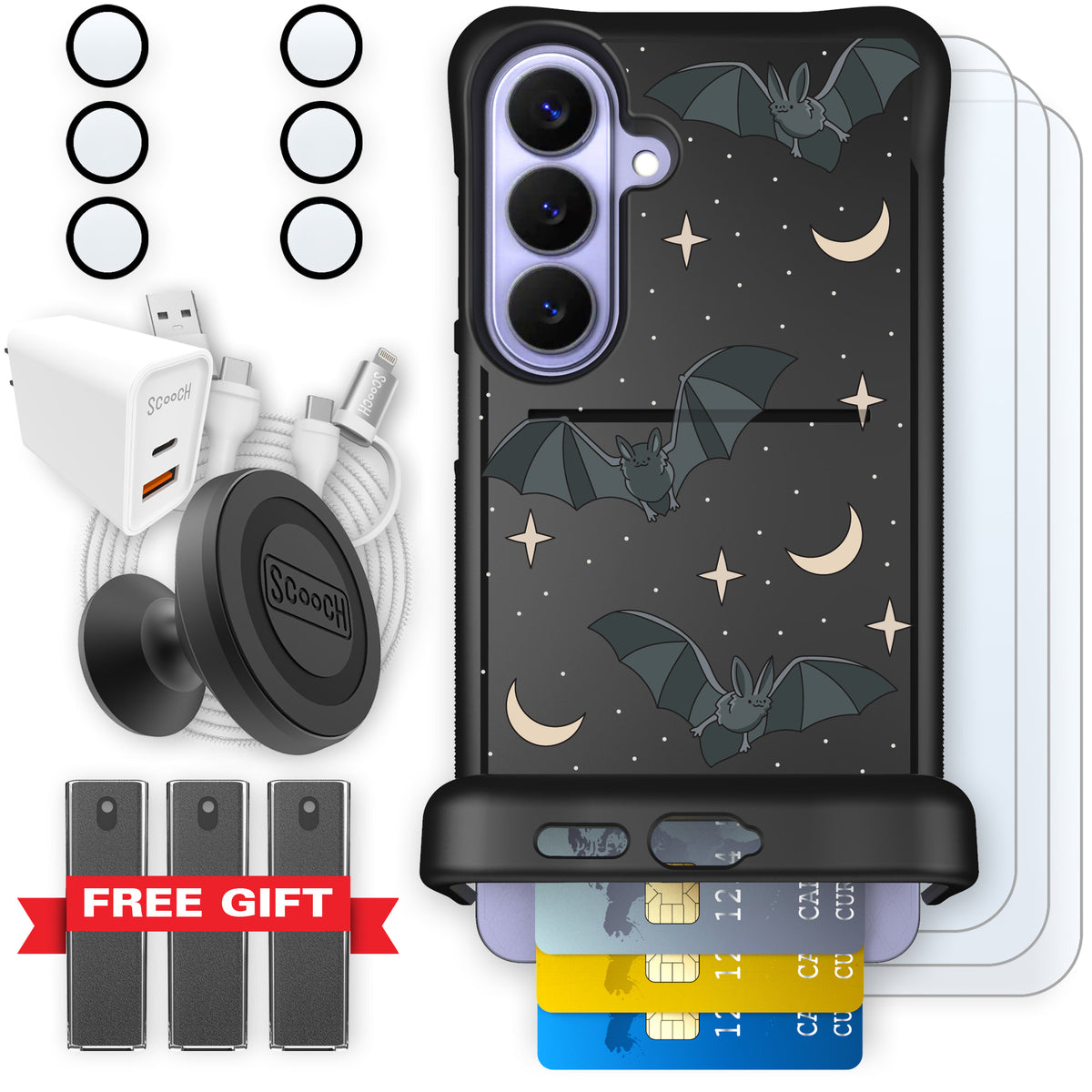 Scooch Wingmate Batty Skies ultimate bundle featuring the original Batty Skies print
