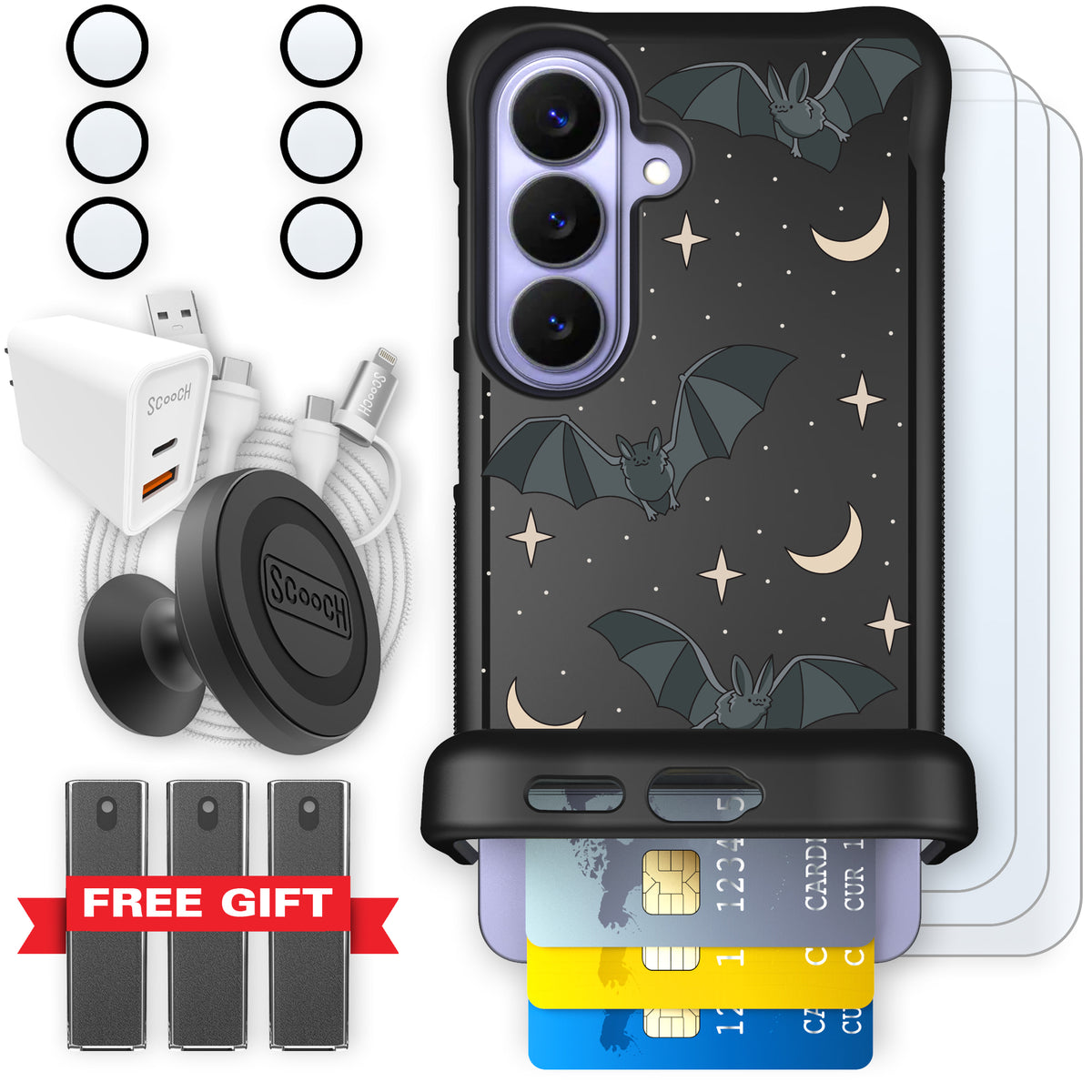 Scooch Wingmate Batty Skies ultimate bundle featuring the original Batty Skies print