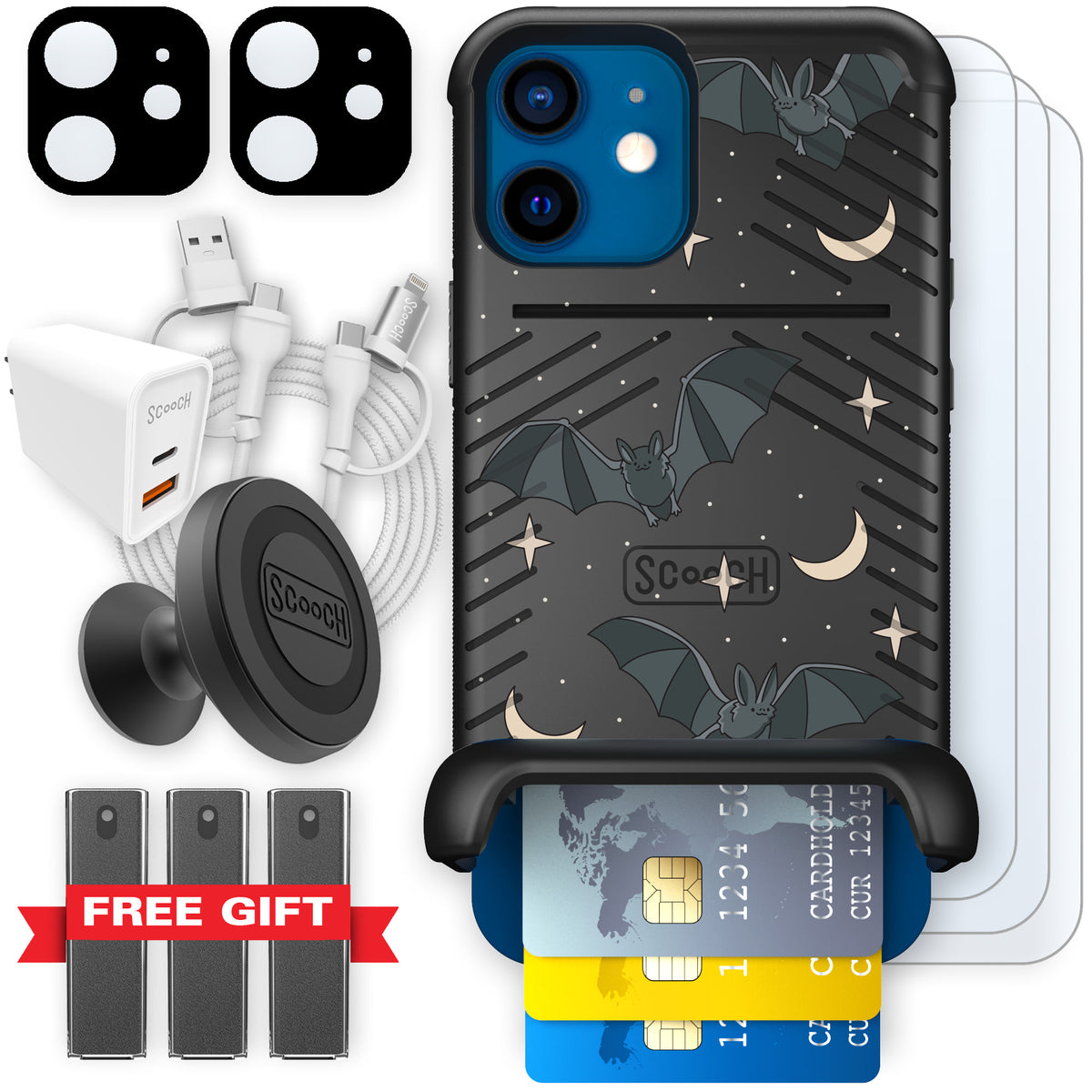 Scooch Wingmate Batty Skies ultimate bundle featuring the original Batty Skies print