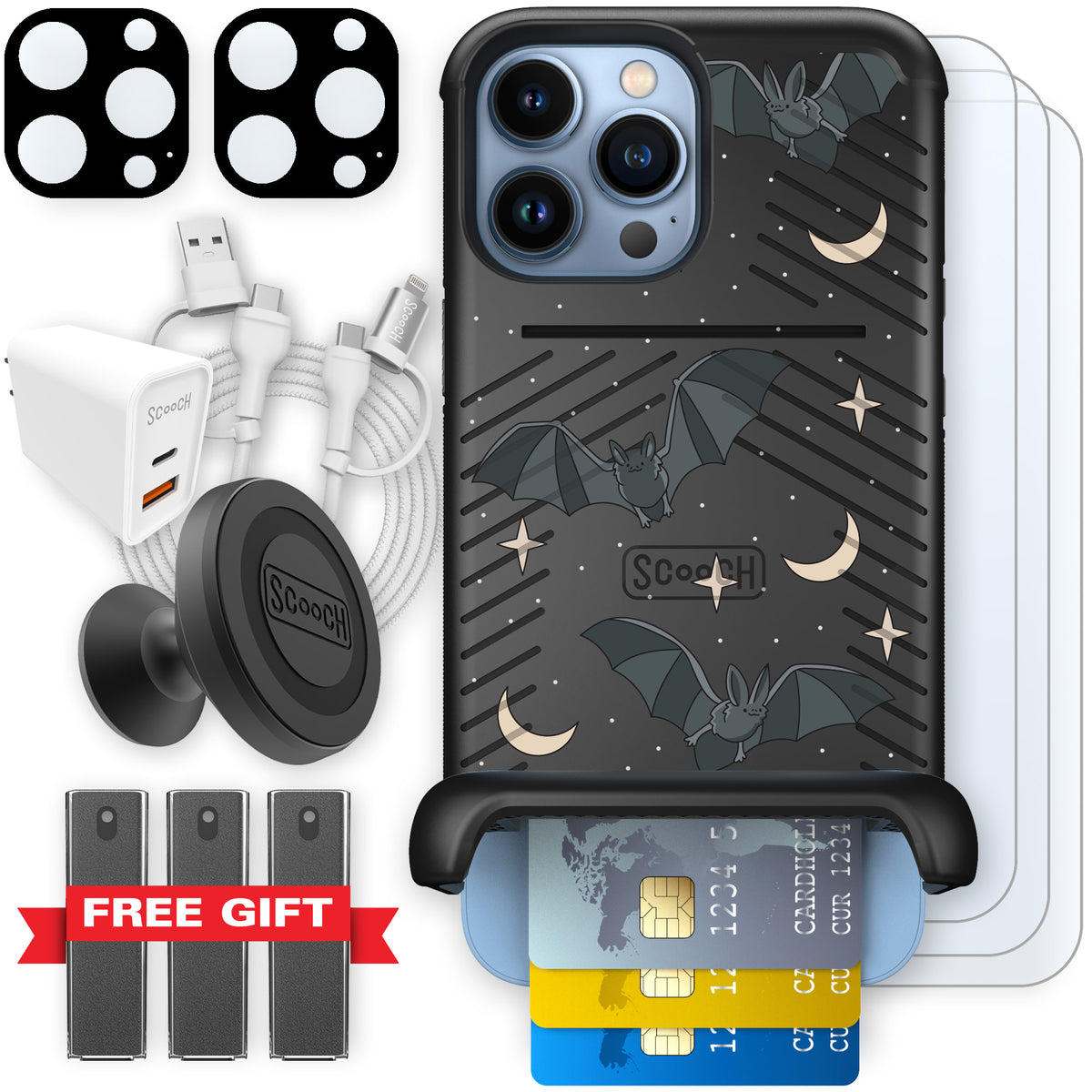 Scooch Wingmate Batty Skies ultimate bundle featuring the original Batty Skies print